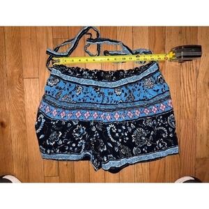 Loft Womens Blue Paisley Boho Drawstring Elastic Waist Shorts Size Medium T46-26